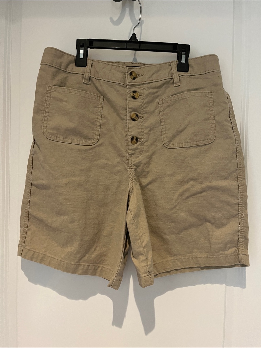 Lee Women's Tan Flat-Front Button Shorts